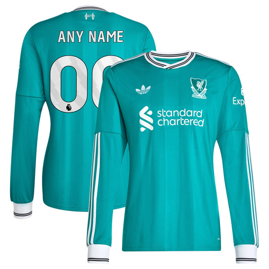 Liverpool Third Long Sleeve Custom Jersey Green 2025–26 Premium Fan Edition Soccer Jersey - Green