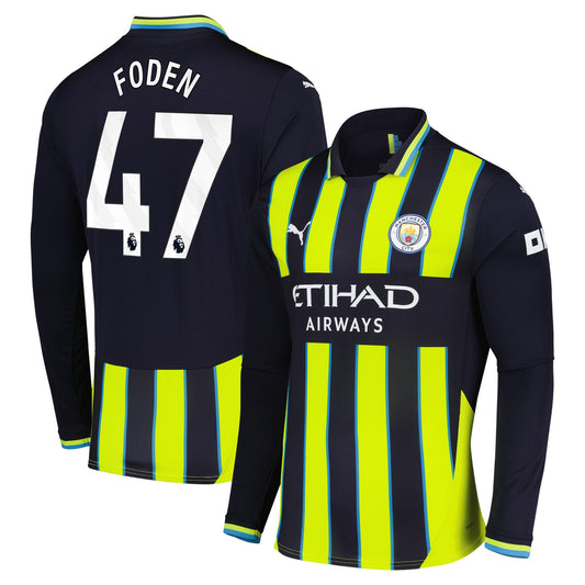 Manchester City Team Away Shirt 2024-25 - Long Sleeve with Foden 47 printing Jersey