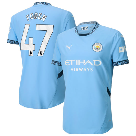 Manchester City Team Home Shirt 2024-25 with Foden 47 printing Jersey - Blue