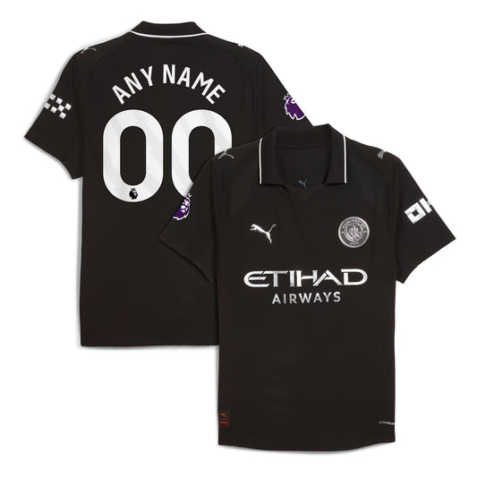 Manchester City Away Custom Jersey Black 2025–26 Premium Fan Edition Soccer Jersey - Black