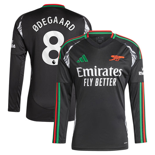 Martin Odegaard Arsenal adidas 2024/2025 Away Long Sleeve Player Jersey - Black