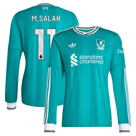Mohamed Salah Liverpool Third Long Sleeve Player Jersey Green 2025–26 Premium Fan Edition Soccer Jersey - Green
