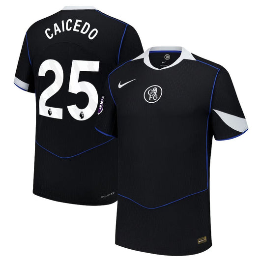 Caicedo Chelsea Third Player Jersey Black 2025–26 Premium Fan Edition Soccer Jersey - Black
