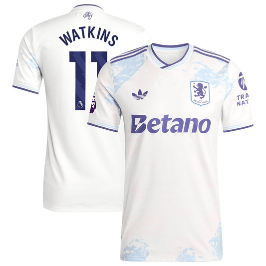 Ollie Watkins Aston Villa Third Player Jersey White 2025–26 Premium Fan Edition Soccer Jersey - White