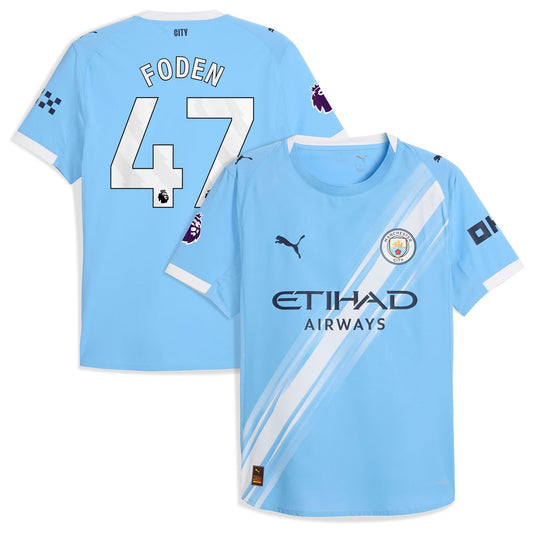 Phil Foden Manchester City Home Player Jersey Sky Blue 2025–26 Premium Fan Edition Soccer Jersey - Blue