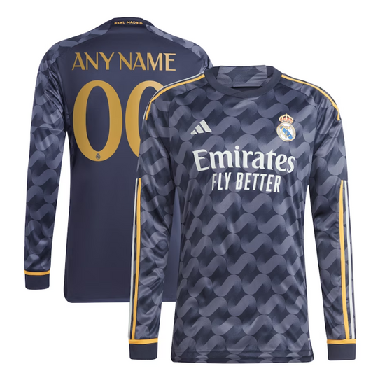 Real Madrid Team 2023/24 Away Long Sleeve Custom Jersey - Navy