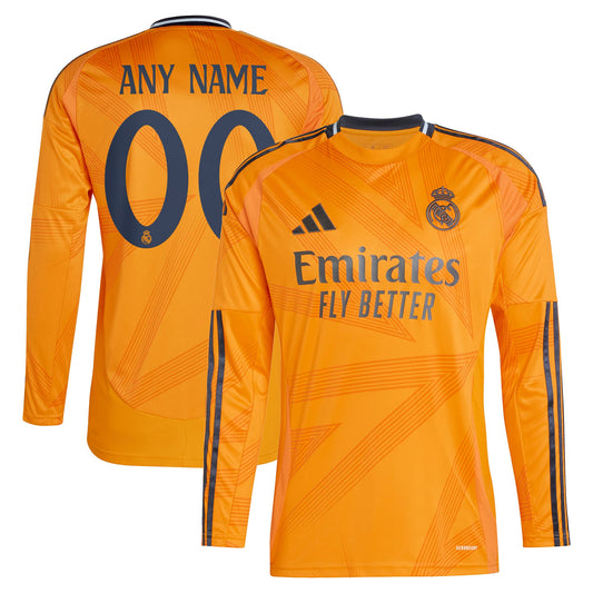 Real Madrid Team 2024/25 Away Custom Long Sleeve Jersey - Orange