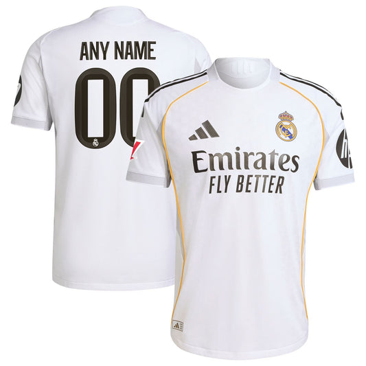Real Madrid Home Authentic Custom Jersey White 2025–26 Premium Fan Edition Soccer Jersey - White