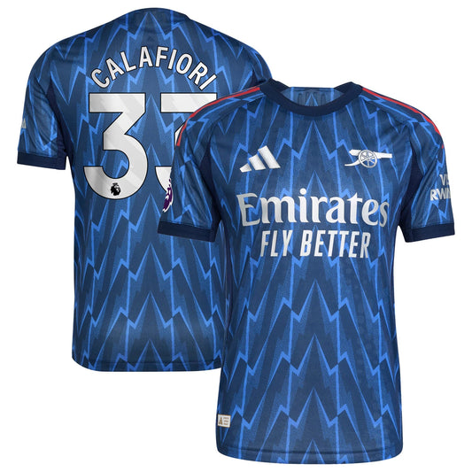 Riccardo Calafiori Arsenal Away Player Jersey Blue 2025–26 Premium Fan Edition Soccer Jersey - Blue