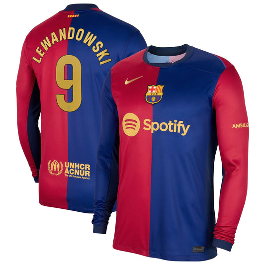 Robert Lewandowski Barcelona Team 2024/25 Home Long Sleeve Player Jersey - Royal