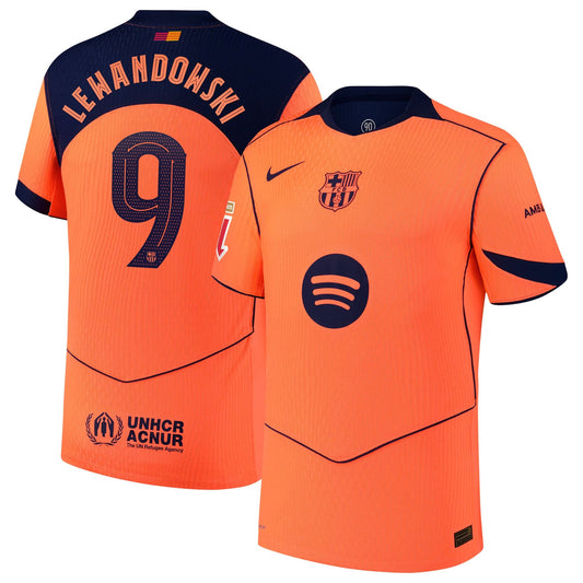 Robert Lewandowski Barcelona Third Player Jersey Orange 2025–26 Premium Fan Edition Soccer Jersey - Orange