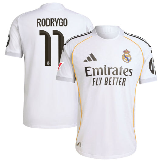 Rodrygo Real Madrid Home 2025–26 Premium Fan Edition Soccer Jersey - White
