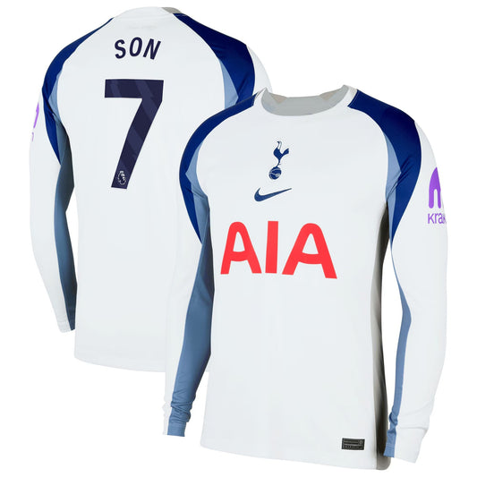 Son Heung Min Tottenham Hotspur Home Long Sleeve Jersey White 2025–26 Premium Fan Edition Soccer Jersey - White