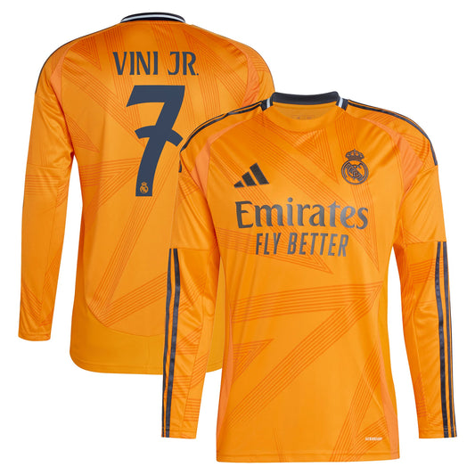 Vini Jr. Real Madrid Team Shirt 2024/2025 Away Long Sleeve Player Jersey - Orange