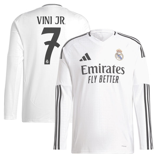 Vini Jr. Real Madrid Team 2024/25 Home Long Sleeve Player Jersey - White