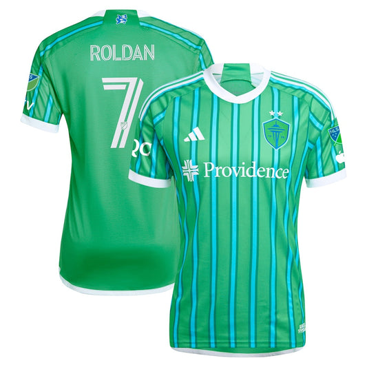 Cristian Roldan Seattle Sounders FC Team 2024 The Anniversary Kit Authentic Player Jersey – Green