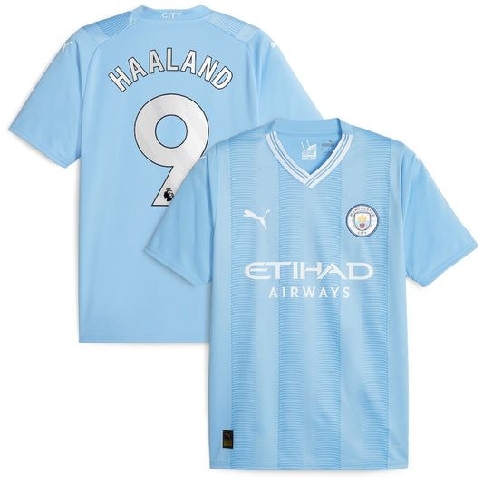 Erling Haaland Manchester City Team 2023/24 Home Player Jersey - Sky Blue