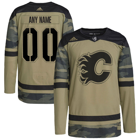 Calgary Flames Team Logo Military Appreciation Team Custom Practice Jersey - Camo