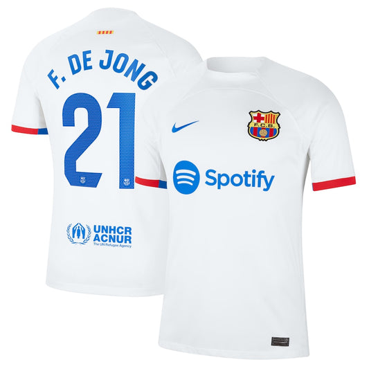 Frenkie de Jong Barcelona Team 2023/24 Away Jersey - White
