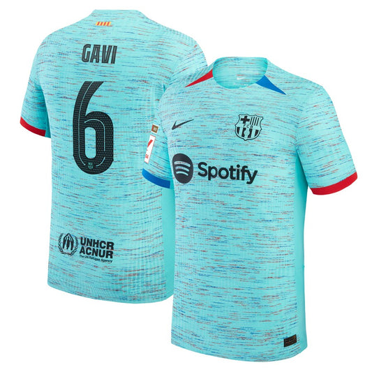 Gavi Barcelona Team 2023/24 Third Authentic Jersey - Aqua