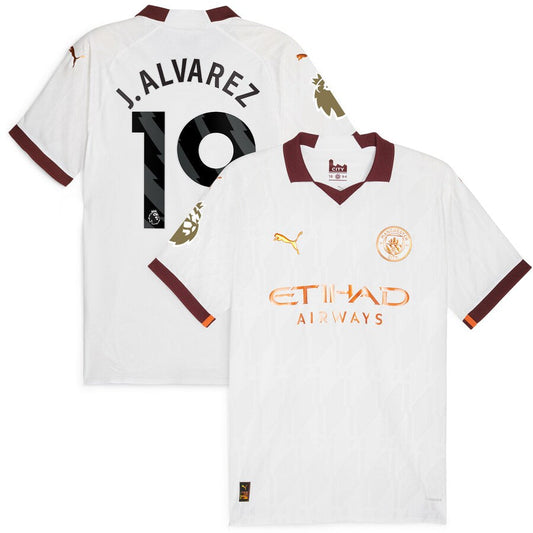 Julián Álvarez Manchester City Team 2023/24 Away Player Jersey - White