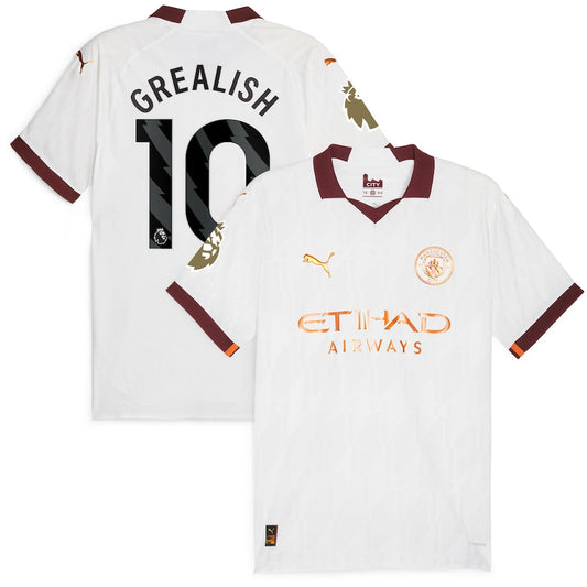 Jack Grealish Manchester City Team 2023/24 Away Jersey - White