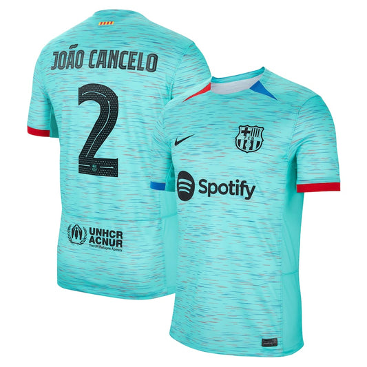 Joao Cancelo Barcelona Team 2023/24 Third Jersey - Aqua