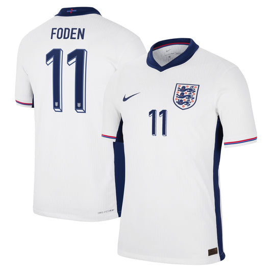 England Team Dri Fit Adv Home Match Shirt 2024 with Foden 11 printing Jersey - White