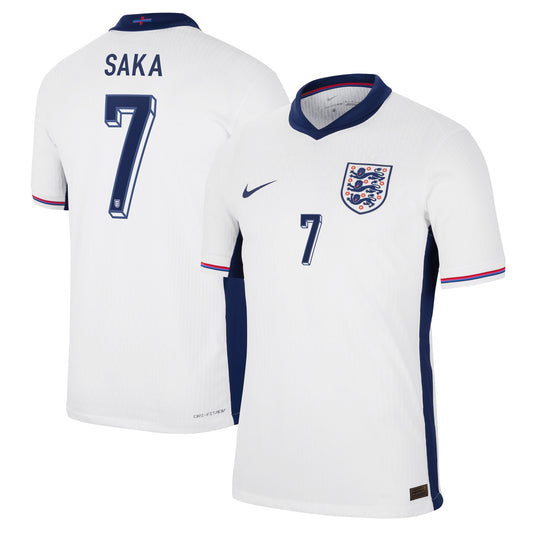 England Team Dri Fit Adv Home Match Shirt 2025 with Saka 7 printing Jersey - White