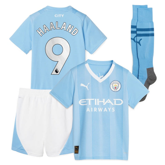 Manchester City Team Home Minikit 2023-24 with Haaland 9 printing