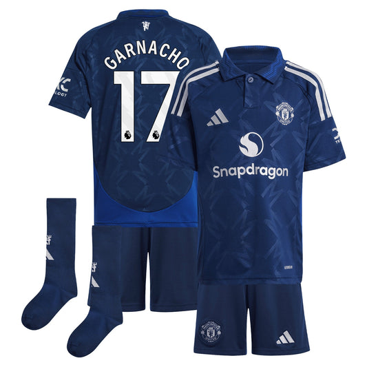 Manchester United EPL Team Away Mini Kit 2024-25 with Garnacho 17 printing Jersey - Blue
