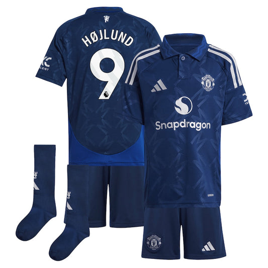 Manchester United EPL Team Away Mini Kit 2024-25 with Højlund 9 printing Jersey - Blue