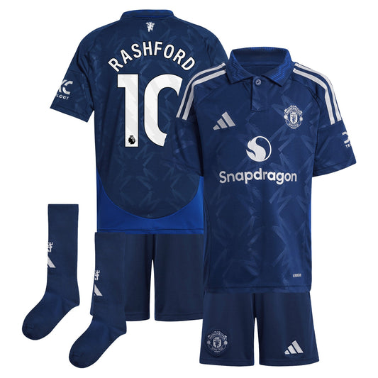 Manchester United EPL Team Away Mini Kit 2024-25 with Rashford 10 printing Jersey - Blue