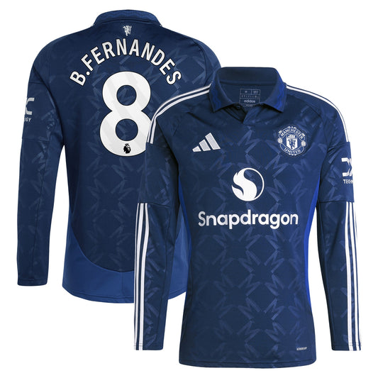 Manchester United EPL Team Away Shirt 2024-25 - Long sleeve with B.Fernandes 8 printing Jersey - Blue