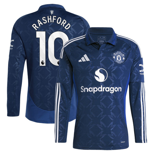 Manchester United EPL Team Away Shirt 2024-25 - Long sleeve with Rashford 10 printing Jersey - Blue