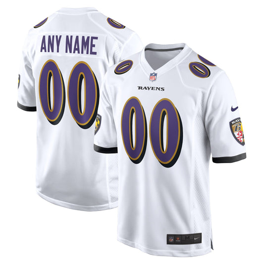 Baltimore Ravens Team Custom Game Jersey - White