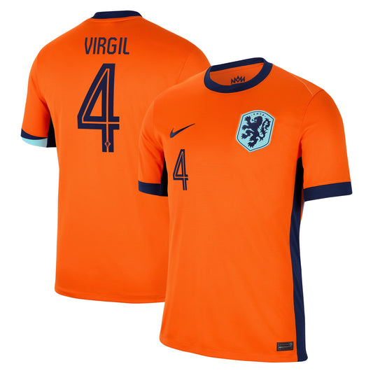 Netherlands Team Home 2024 with Virgil 4 printing Jersey - Orange