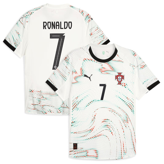 Puma Cristiano Ronaldo Portugal away jersey 2025 white football shirt with number 7 and black collar