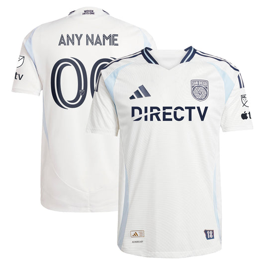 Adidas San Diego FC Adids jersey 2025 in white with navy accents and customizable name and number