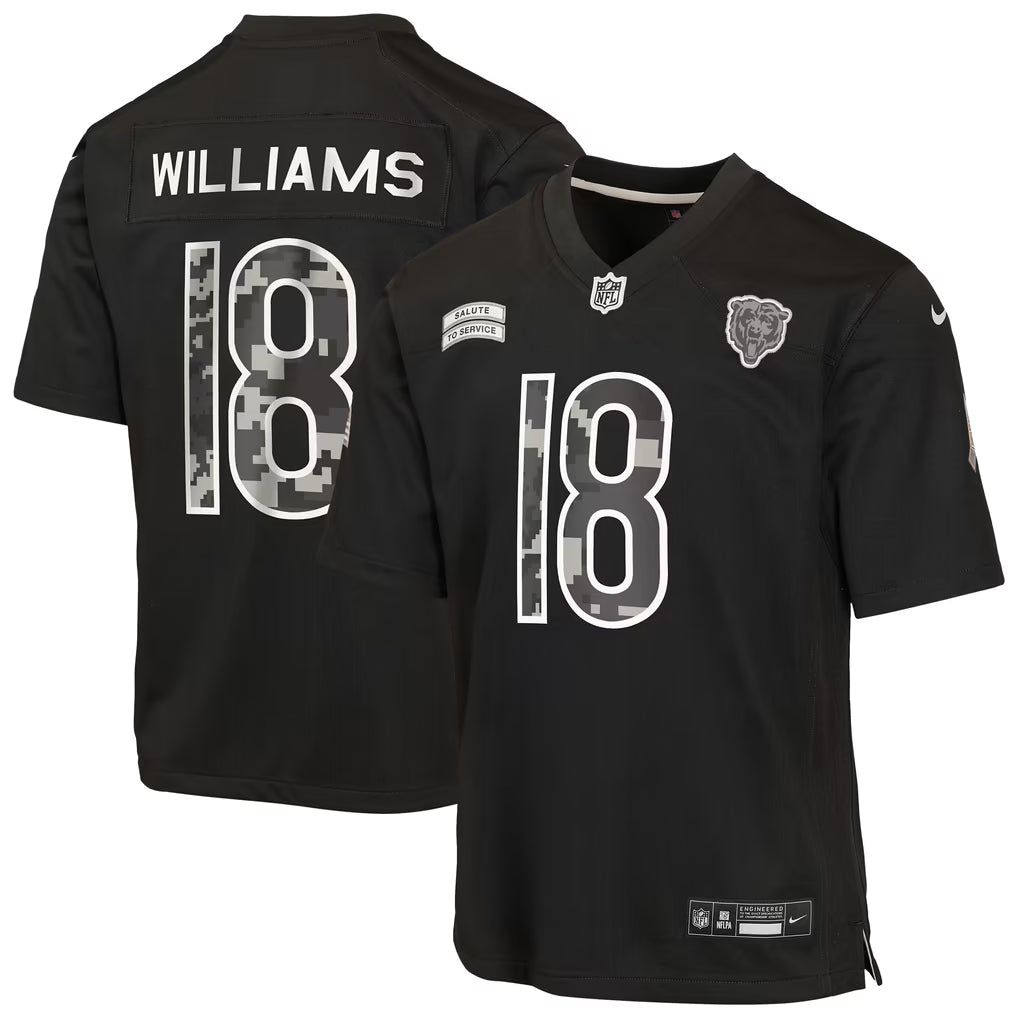 Caleb Williams Chicago Bears Official-Nike Youth 2026 Salute to Service Game Jersey - Black