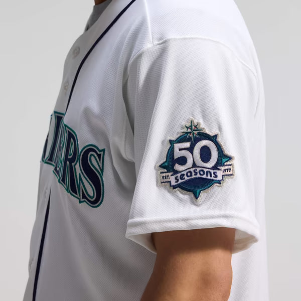 Seattle Mariners Official-Nike 50th Anniversary Patch Home Authentic Jersey - White