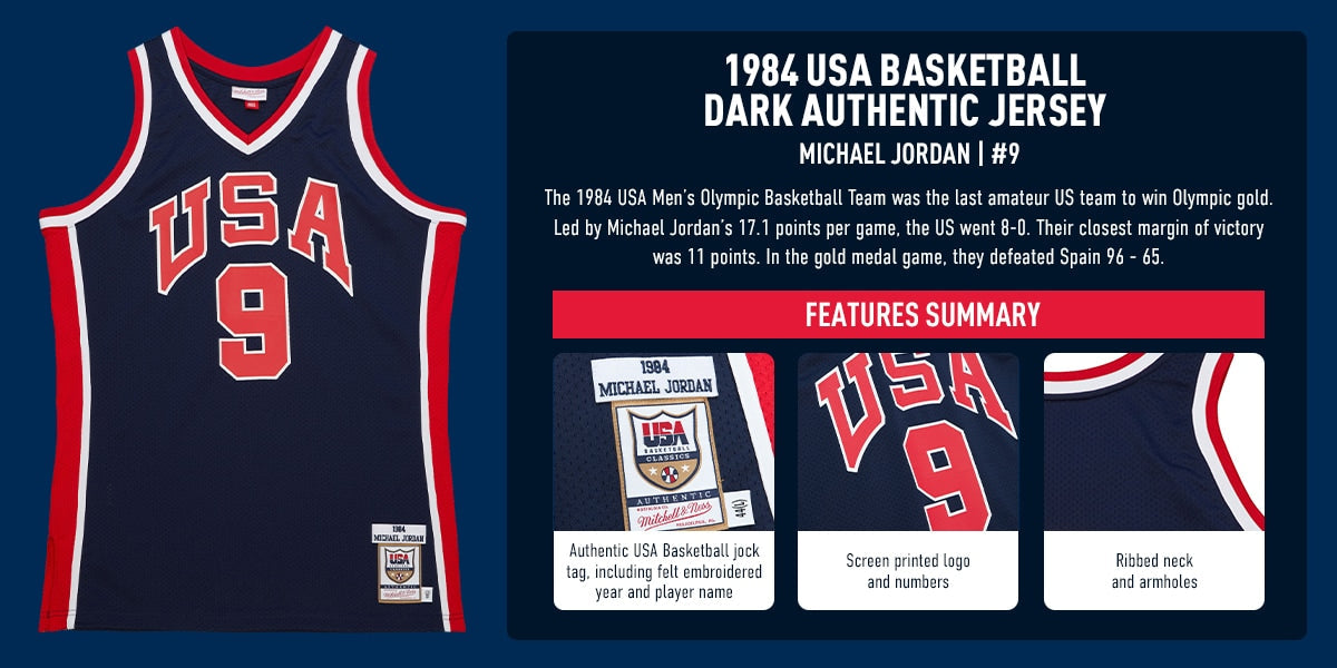 Teams Fans Shop Michael Jordan USA Basketball Mitchell & Ness 1984 Jersey Navy