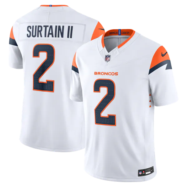 Pat Surtain II Denver Broncos Official-Nike Vapor F.U.S.E. Stitched Limited Jersey - White