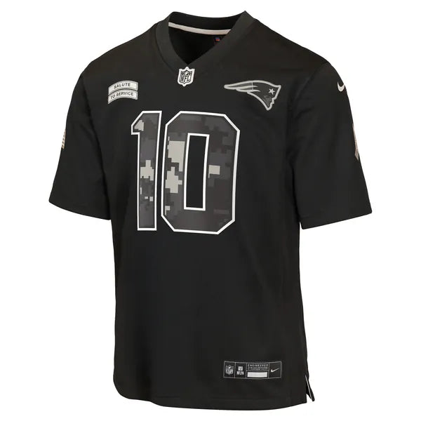 Drake Maye New England Patriots Official-Nike Youth 2026 Salute to Service Game Jersey - Black