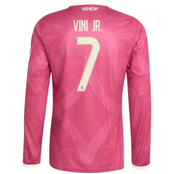 Vini Jr. Real Madrid Official-Adidas 2026/27 Third Replica Long Sleeve Jersey - Pink