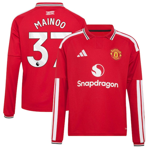 Official-Adidas Kobbie Mainoo Manchester United 2026/27 Home Replica Long Sleeve Jersey Red