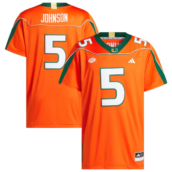 Andre Johnson Miami Hurricanes Official-Adidas Home It's Back Premier Jersey - Orange