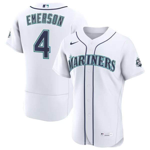 Colt Emerson Seattle Mariners Official-Nike Home 50th Season Authentic Jersey - White