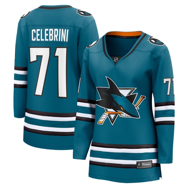 Teams Fans Shop Women's Fanatics Macklin Celebrini Teal Sharks Jersey