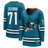 Teams Fans Shop Women's Fanatics Macklin Celebrini Teal Sharks Jersey